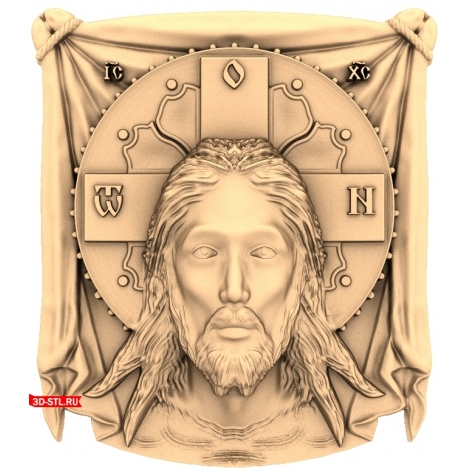Icon of Jesus on the Shroud - 3D model in STL format for CNC