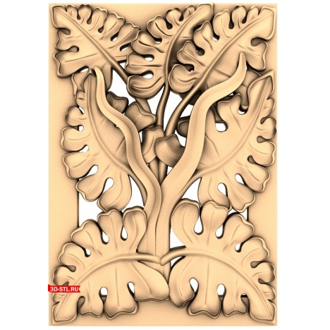 3D model of carved monstera leaves for CNC