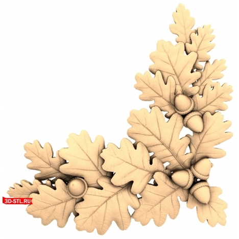 Oak branch 3D model for CNC in STL format