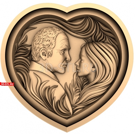 Pendant of a man and a woman in a heart | STL - 3D model for CNC