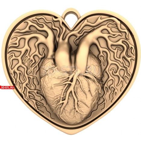 Heart Medallion | STL - 3D model for CNC