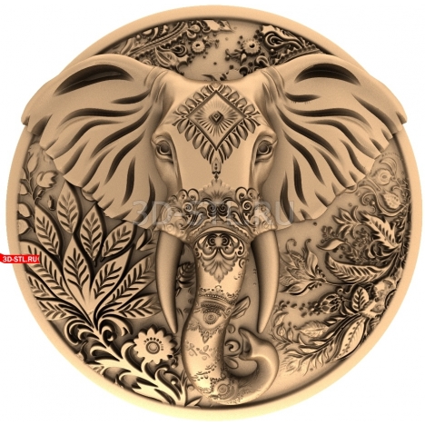 Medallion Elephant | STL - 3D model for CNC