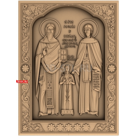 Icon of Saints Raphael, Nicholas, and Irina | STL - 3D model for CNC