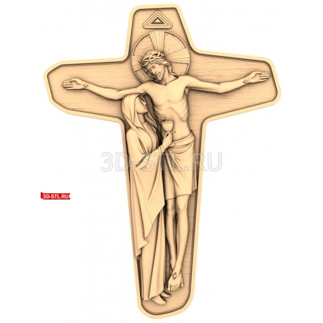 The Cross of Jesus and the Virgin Mary | STL - 3D model for CNC