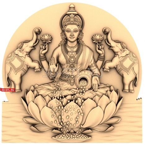 Goddess Lakshmi on a Lotus | STL - 3D model for CNC