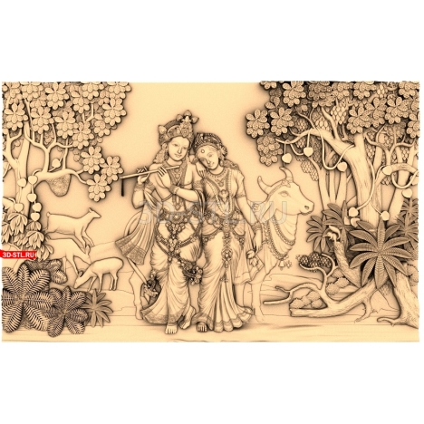 Indian Idyll | STL - 3D model for CNC
