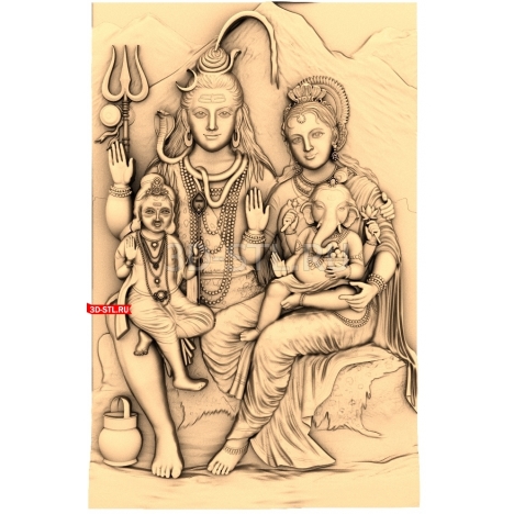 Shiva's Family | STL - 3D model for CNC