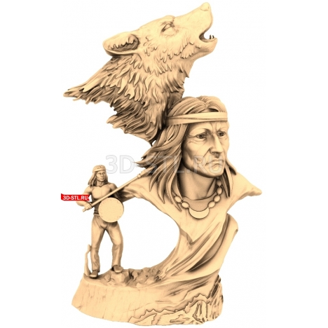 Chief and Wolf | STL - 3D model for CNC