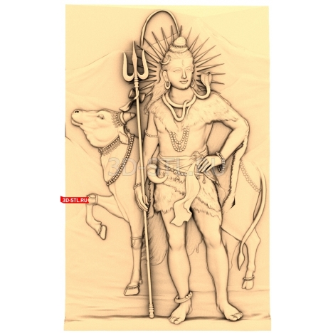 Shiva and the Bull Nandi | STL - 3D model for CNC