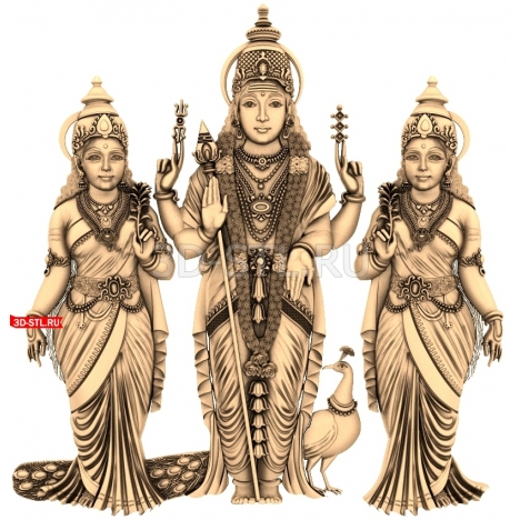 Family of Indian Deities | STL - 3D model for CNC