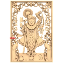 Wooden panel depicting Krishna