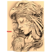 woman in a headdress with an eagle