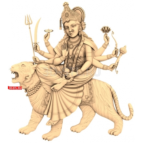 Goddess on a Tiger | STL - 3D model for CNC