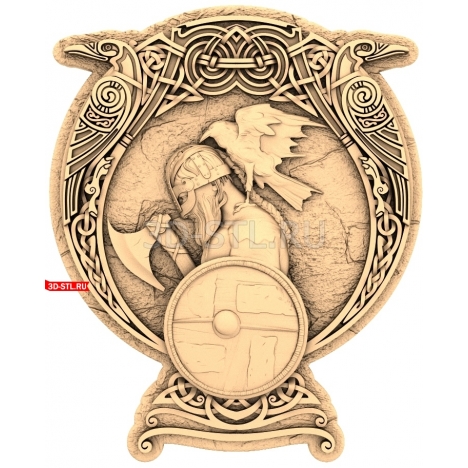 Viking with a Raven Panel | STL - 3D model for CNC