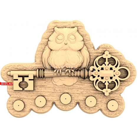 Owl with a Key Panel | STL - 3D model for CNC