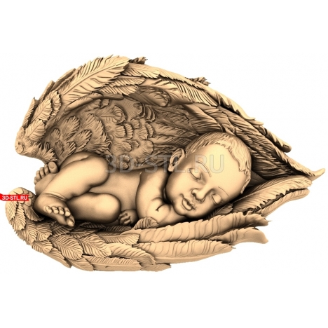 Sleeping baby with wings. | STL - 3D model for CNC