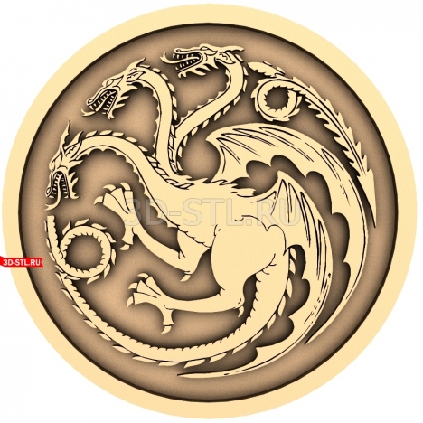 Coat of Arms with a Dragon | STL - 3D model for CNC