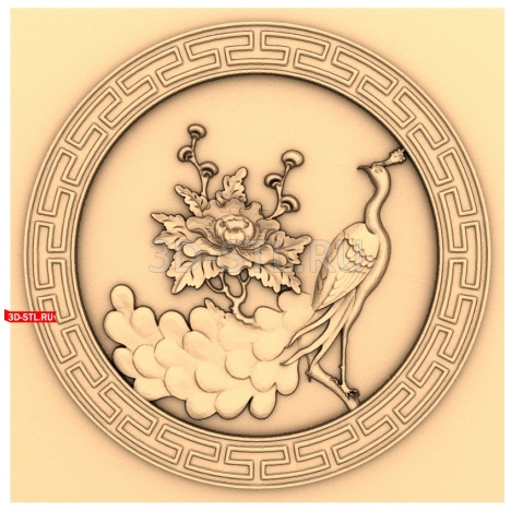 Peacock and Flower | STL - 3D model for CNC