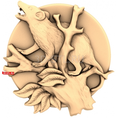 Possum on a Tree | STL - 3D model for CNC