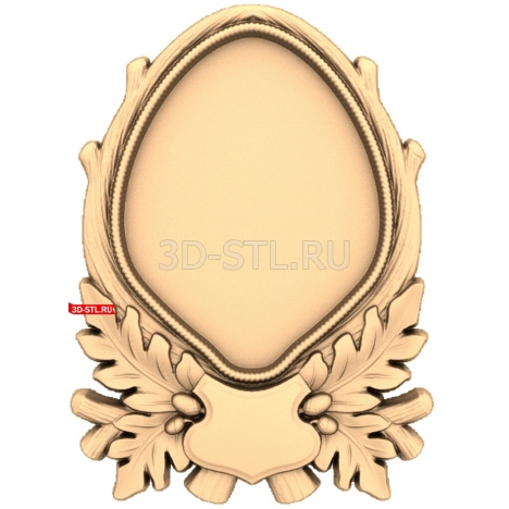 Oval Frame with Oak Leaves | STL - 3D model for CNC