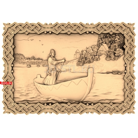 Warrior on a Boat | STL - 3D model for CNC