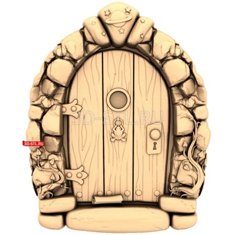 Door with elements of nature and space | STL - 3D model for CNC