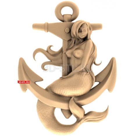 Mermaid at Anchor | STL - 3D model for CNC