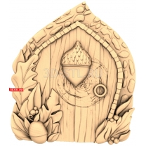 Oak door with acorn and leaves