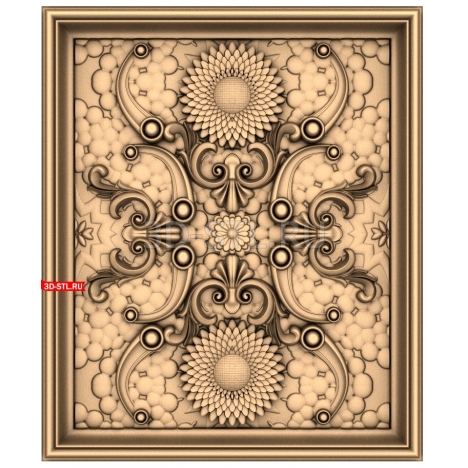 Decorative panel: Floral ornament | STL - 3D model for CNC