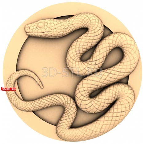 Snake in a Circle | STL - 3D model for CNC