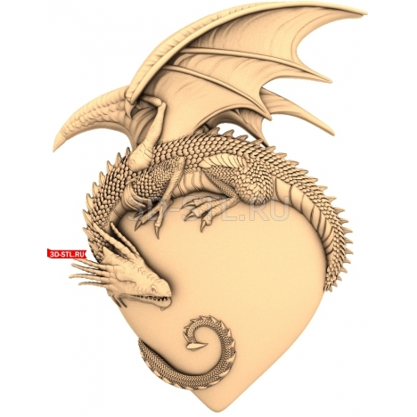 Dragon on the Heart | STL - 3D model for CNC