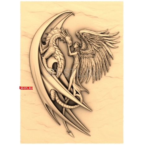 Angel and Dragon | STL - 3D model for CNC