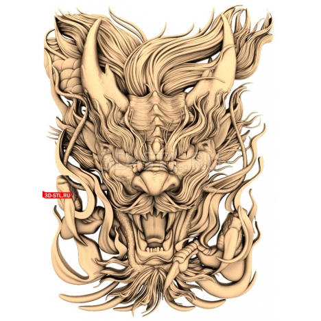 Mythical Creature Head | STL - 3D model for CNC