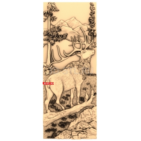 Deer in the Mountains | STL - 3D model for CNC