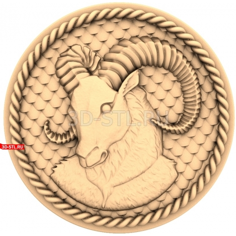 Panel Ram's head | STL - 3D model for CNC