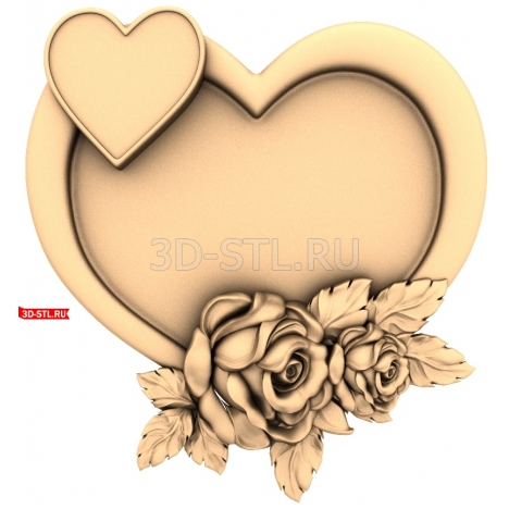 Heart with Roses | STL - 3D model for CNC