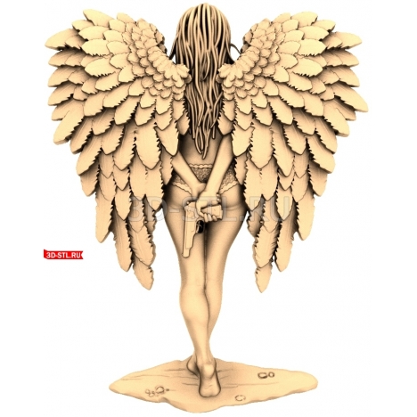 Angel with a Gun | STL - 3D model for CNC
