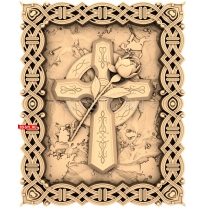 Carved panel "Cross and Rose"