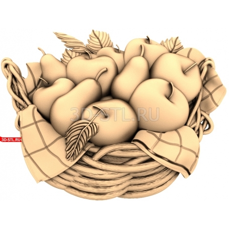 Fruits in a Basket | STL - 3D model for CNC