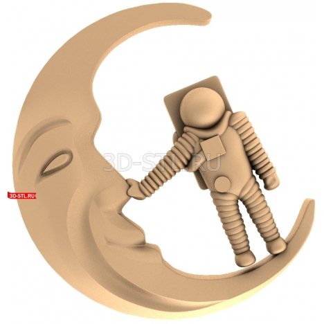 Astronaut and the Moon | STL - 3D model for CNC
