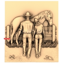 Western couple with a horse