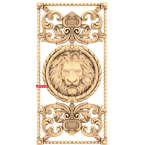 Lion in an ornament | STL - 3D model for CNC