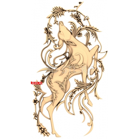 Deer with Ornament | STL - 3D model for CNC