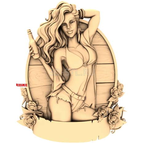 Girl with a Bottle | STL - 3D model for CNC