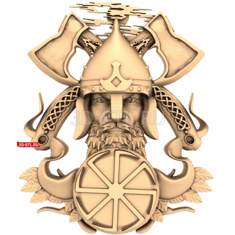 Slavic warrior with axes | STL - 3D model for CNC