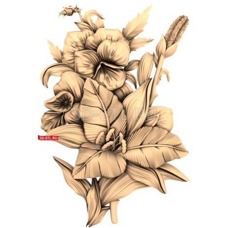 Flower Panel | STL - 3D model for CNC