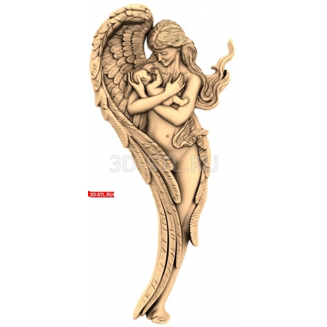 Angel with Child | STL - 3D model for CNC