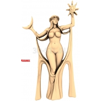 Goddess with the sun and moon