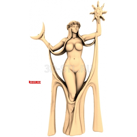 Goddess with the Sun and Moon | STL - 3D model for CNC