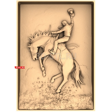 Cowboy on Horseback | STL - 3D model for CNC